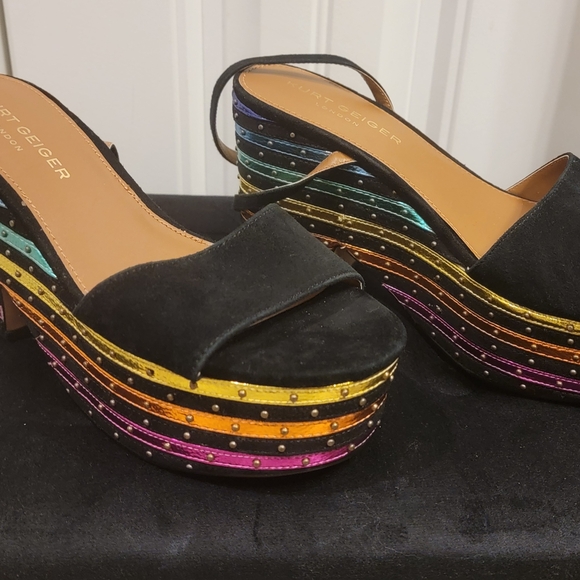 Kurt Geiger Black and Multicolor Platform Sandals - Picture 3 of 5